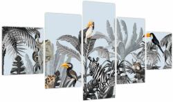 Mivali Tablou - Animale în pădurea tropicală, din cinci bucăți 125x70 cm (V023604V12570)