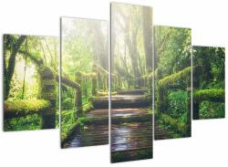 Mivali Tablou - trepte din lemn în pădure, din cinci bucăți 150x105 cm (V020593V150105)