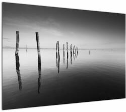 Mivali Tablou cu nivelul de lac alb negru, dintr-o bucată 100x70 cm (V022032V10070)