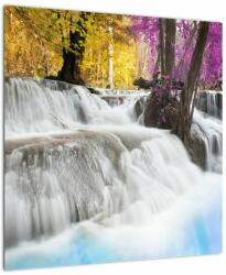 Mivali Tablou cu Erawan cascadă în pădure, dintr-o bucată 50x50 cm (V020934V5050)