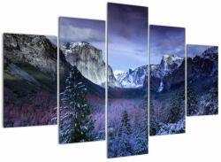 Mivali Tablou cu peisaj montan iarna, din cinci bucăți 150x105 cm (V020242V150105)