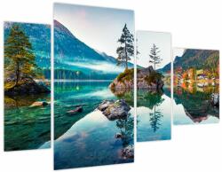 Mivali Tablou - Lacul Hintersee, Alpii Bavarezi, Austria (cu ceas), din patru bucăți 110x75 cm cu ceas (V022513V11075C)