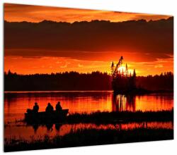 Mivali Tablou pe sticlă - Pescari pe lac, dintr-o bucată 70x50 cm pe sticlă (V022596V7050GD)
