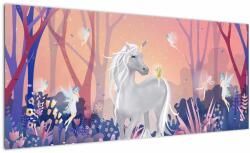 Mivali Tablou - Unicorn în pădurea fermecată, dintr-o bucată 100x40 cm (V023531V10040)