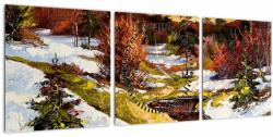 Mivali Tablou - Sosirea primăverii (cu ceas), din trei bucăți 90x30 cm cu ceas (V023231V9030C)