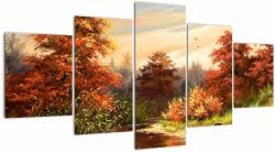 Mivali Tablou - Râu în peisaj de toamnă, din cinci bucăți 150x80 cm (V023239V150805PCS)