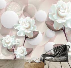Mivali Fototapet - Flori albe 3D, vlies, 539x389 cm (T100084TQ11)