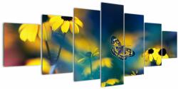 Mivali Tablou - Fluture galben și flori, din șapte bucăți 210x100 cm (V022402V210100)