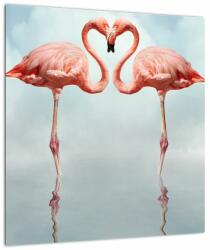Mivali Tablou pe sticlă cu doi flamingo, dintr-o bucată 40x40 cm pe sticlă (V022294V4040GD)