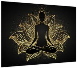 Mivali Tablou pe sticlă - Silueta într-o floare de lotus (V023607V7050GD)