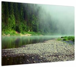 Mivali Tablou pe sticlă - Râu lângă pădure, dintr-o bucată 70x50 cm pe sticlă (V022458V7050GD)