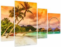 Mivali Tablou - Insula Bora Bora (cu ceas), din patru bucăți 110x75 cm cu ceas (V022350V11075C)