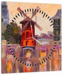Mivali Tablou - Moulin rouge, Paris, Franța (cu ceas), dintr-o bucată 30x30 cm cu ceas (V023180V3030C)