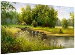 Mivali Tablou - Râu lângă pădure, pictură în ulei, dintr-o bucată 120x70 cm (V023250V12070)