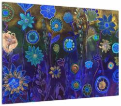 Mivali Tablou pe sticlă - Flori albastru închis, dintr-o bucată 70x50 cm pe sticlă (V023049V7050GD)