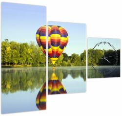Mivali Tablou cu balon cu aer cald pe un lac (cu ceas), din trei bucăți 90x70 cm cu ceas (V020217V9070C)