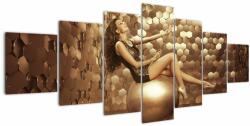 Mivali Tablou - Femeia în încăperea de aur, din șapte bucăți 210x100 cm (V023459V210100)