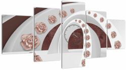 Mivali Tablou - Arcade 3D cu flori (cu ceas), din cinci bucăți 150x80 cm cu ceas (V022782V15080C)