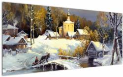 Mivali Tablou - Orășel iarna, dintr-o bucată 120x50 cm (V023276V12050)