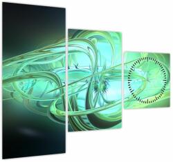 Mivali Tabloul cu abstracție verde (cu ceas), din trei bucăți 90x70 cm cu ceas (V020063V9070C)