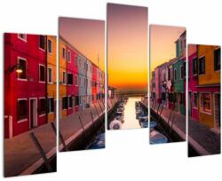 Mivali Tablou - Apus de soare, insula Burano, Veneția, Italia, din cinci bucăți 125x90 cm (V022657V12590)