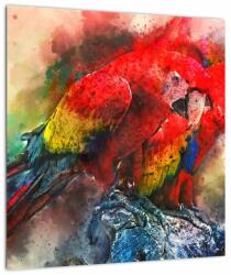 Mivali Tablou pe sticlă - Papagali roșii ara, dintr-o bucată 40x40 cm pe sticlă (V023005V4040GD)