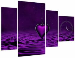 Mivali Tablou ci inima violetă (cu ceas), din patru bucăți 110x75 cm cu ceas (V020396V11075C)