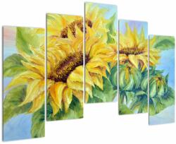 Mivali Tablou - Floarea soarelui înflorită, din cinci bucăți 125x90 cm (V023289V12590)