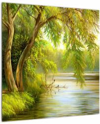 Mivali Tablou - Salcie lângă lac, pictură în ulei, dintr-o bucată 50x50 cm (V023249V5050)