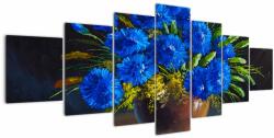 Mivali Tablou - Flori albastre în vază, din șapte bucăți 210x100 cm (V023177V210100)