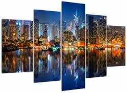 Mivali Tablou cu Manhattan noaptea, din cinci bucăți 150x105 cm (V020823V150105)