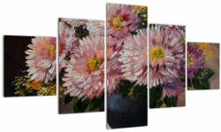 Mivali Tablou - Pictură în ulei, flori în vază, din cinci bucăți 125x70 cm (V022818V12570)