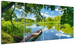 Mivali Tablou cu râu de vară și barcă, din patru bucăți 160x80 cm (V021977V16080)