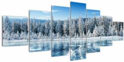 Mivali Tablou cu lacul înghețat și copacii înzăpeziți, din șapte bucăți 210x100 cm (V021299V210100)