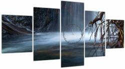 Mivali Tablou - Laguna de iarnă (cu ceas), din cinci bucăți 150x80 cm cu ceas (V022541V15080C)