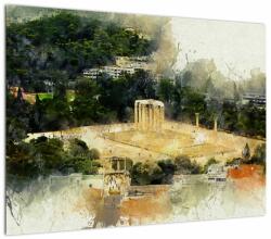 Mivali Tablou pe sticlă - Templul lui Zeus, Atena, Grecia, dintr-o bucată 70x50 cm pe sticlă (V022916V7050GD)