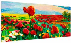 Mivali Tablou - Câmp cu maci, dintr-o bucată 100x40 cm (V023365V10040)