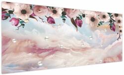 Mivali Tablou - Flori roz și marmură roz, dintr-o bucată 250x125 cm (V022980V250125)