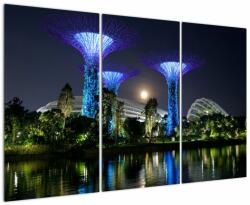 Mivali Tablou cu lună plină în grădinile din Singapur, din trei bucăți 120x80 cm (V021710V120803PCS)