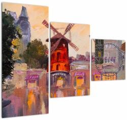 Mivali Tablou - Moulin rouge, Paris, Franța (cu ceas), din trei bucăți 90x70 cm cu ceas (V023180V9070C)