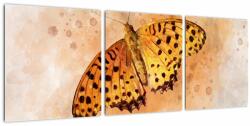 Mivali Tablou - Fluture portocaliu, aquarelă, din trei bucăți 90x30 cm (V022865V9030)