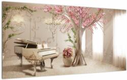 Mivali Tablou pe sticlă - Interior de vis cu pian, dintr-o bucată 100x50 cm pe sticlă (V022800V10050GD)
