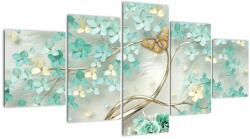 Mivali Tablou cu flori și fluturi, din cinci bucăți 150x80 cm (V020716V150805PCS)