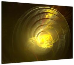 Mivali Tablou pe sticlă cu spirala abstractă în galben, dintr-o bucată 70x50 cm pe sticlă (V020124V7050GD)