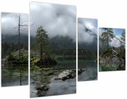 Mivali Tablou cu pomi în lac (cu ceas), din patru bucăți 110x75 cm cu ceas (V021702V11075C)