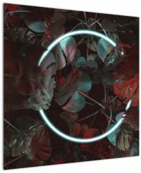 Mivali Tablou - Cerc de neon între palmieri, dintr-o bucată 70x70 cm (V022954V7070)