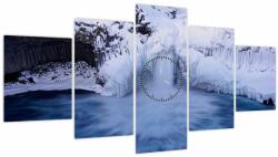 Mivali Tablou cu cascadele iarna (cu ceas), din cinci bucăți 150x80 cm cu ceas (V021167V15080C)