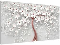 Mivali Tablou - Imaginea copacului alb cu flori albe, rosegold, dintr-o bucată 120x70 cm (V022754V12070)