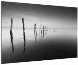 Mivali Tablou cu nivelul de lac alb negru, dintr-o bucată 90x60 cm (V022032V9060)