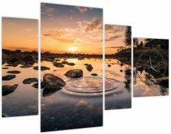 Mivali Tablou - Suprafața apei la apus de soare (cu ceas), din patru bucăți 110x75 cm cu ceas (V022605V11075C)